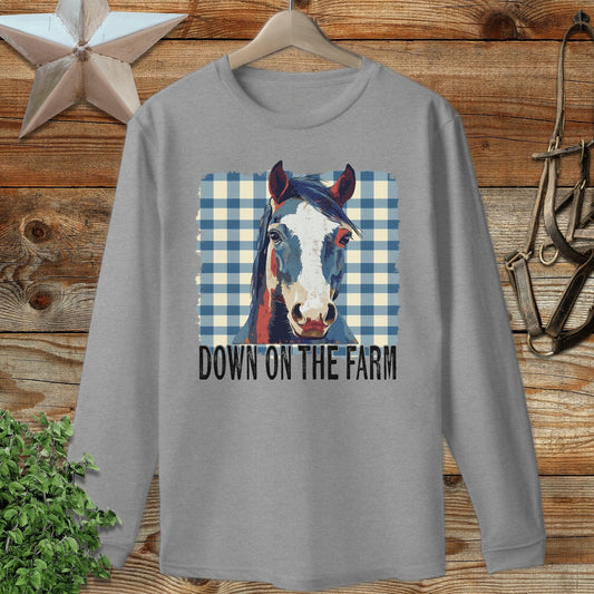 On The Farm Horse Long Sleeve Tee