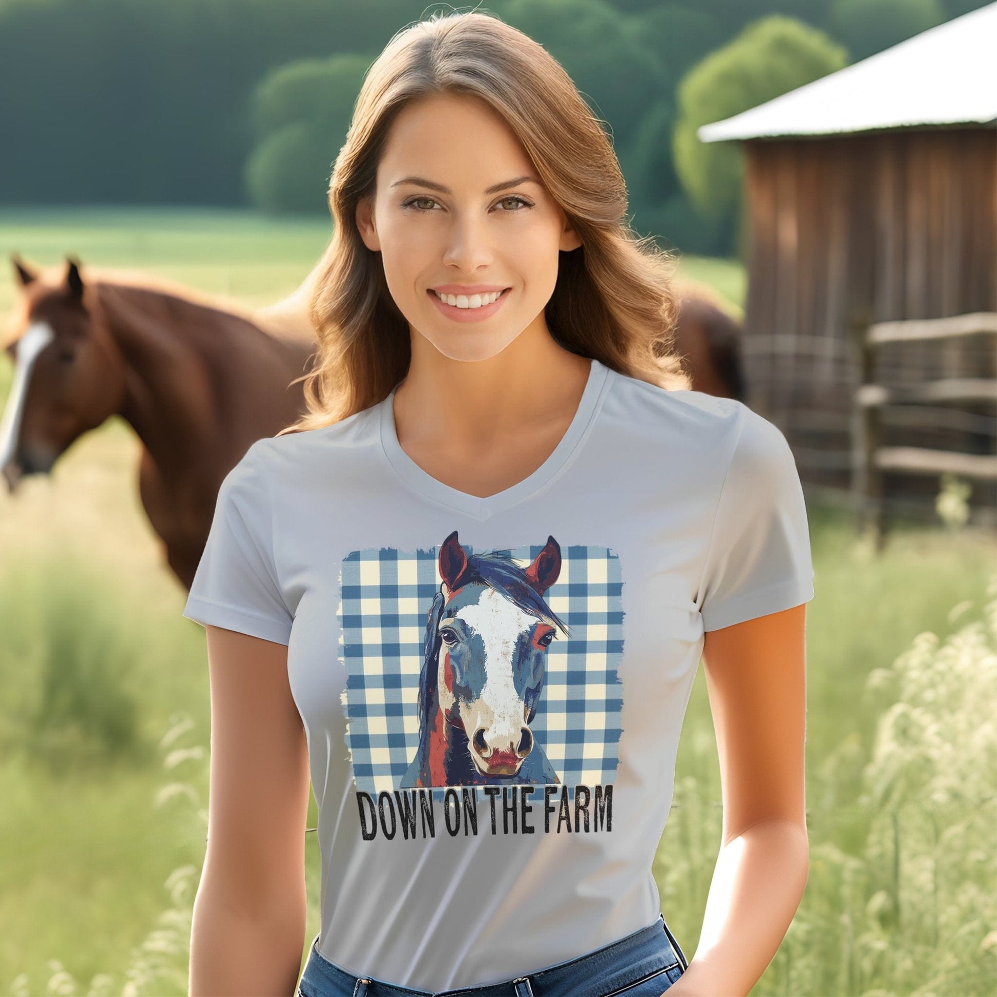 On The Farm Horse V-neck