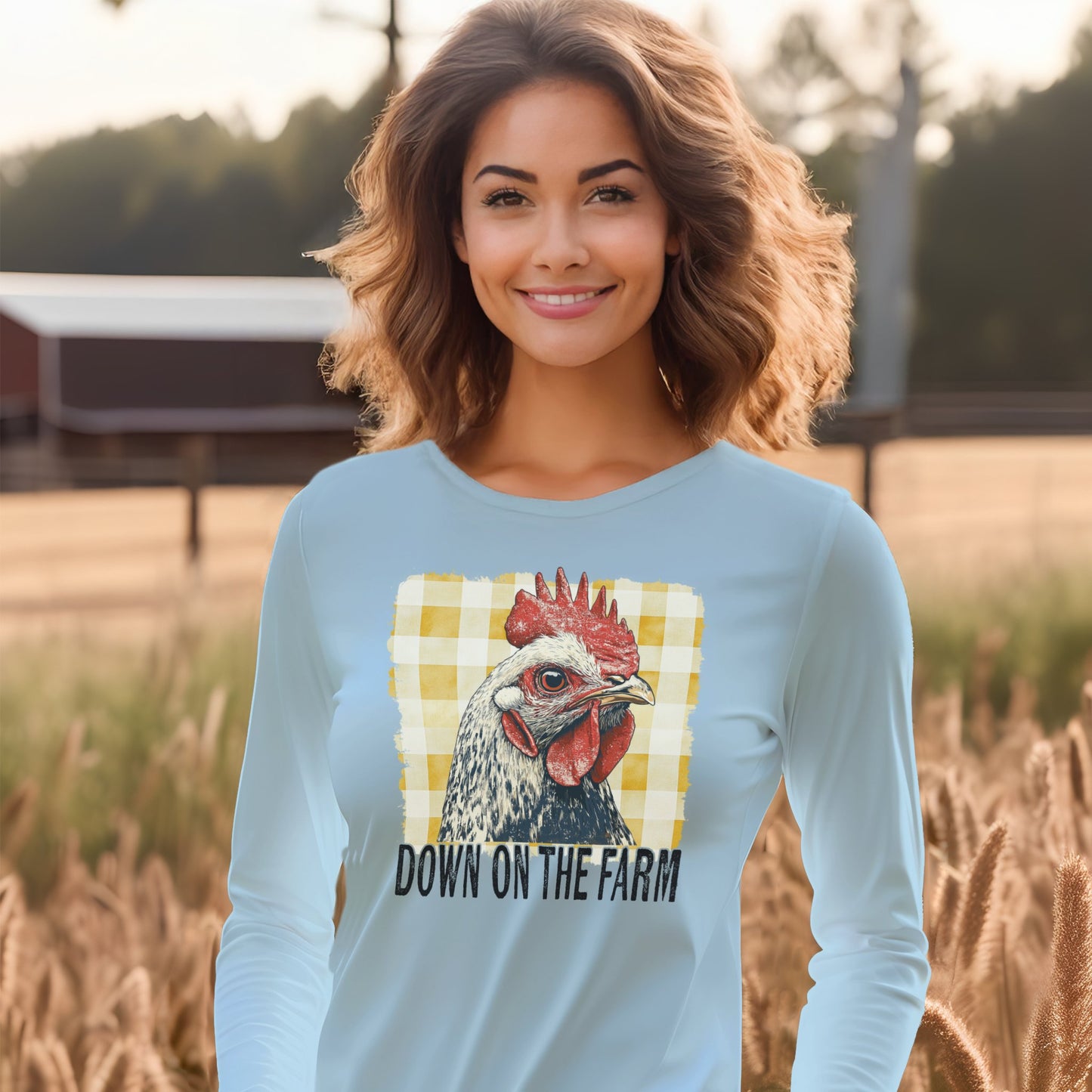 On the Farm Chicken Long Sleeve Tee