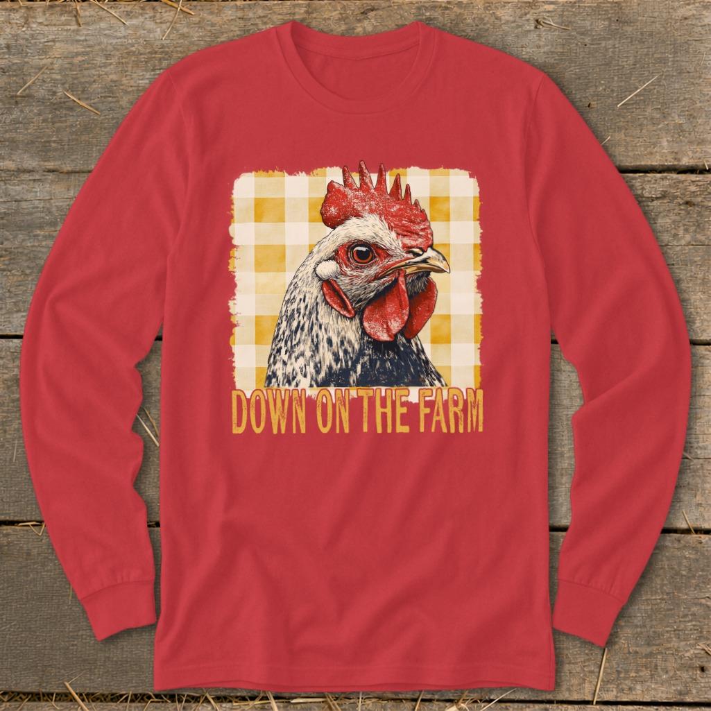 On the Farm Chicken Long Sleeve Tee