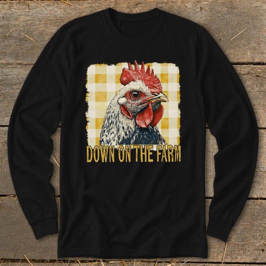 On the Farm Chicken Long Sleeve Tee - Black