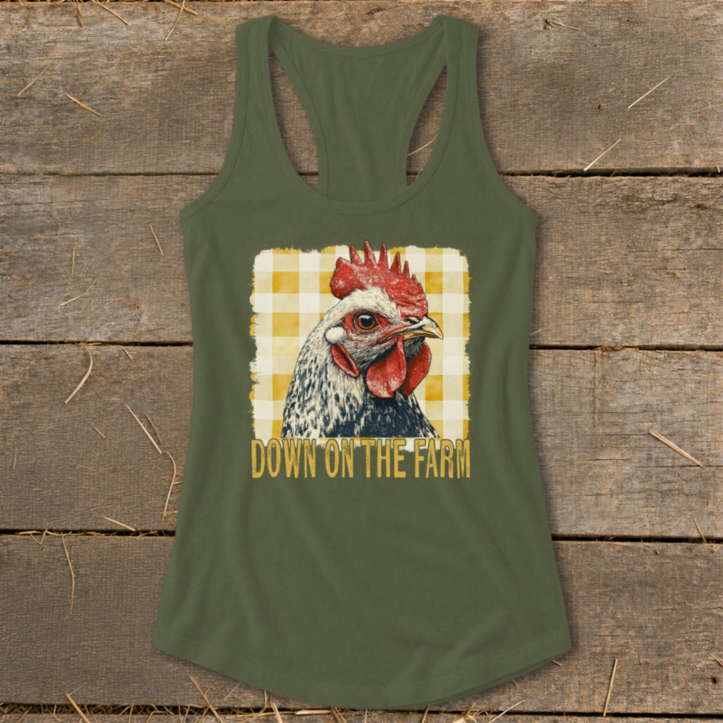 On the Farm Chicken Racerback Tank