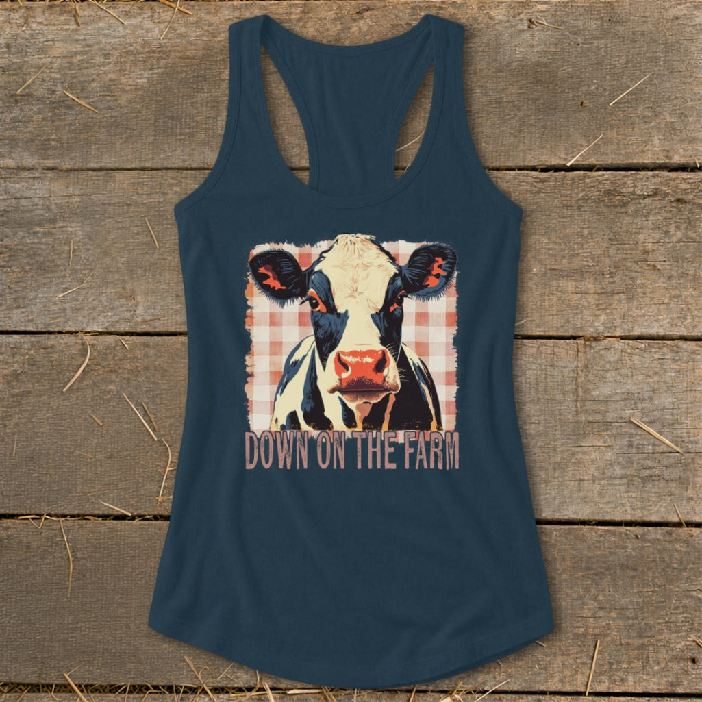 On the Farm Cow Racerback Tank