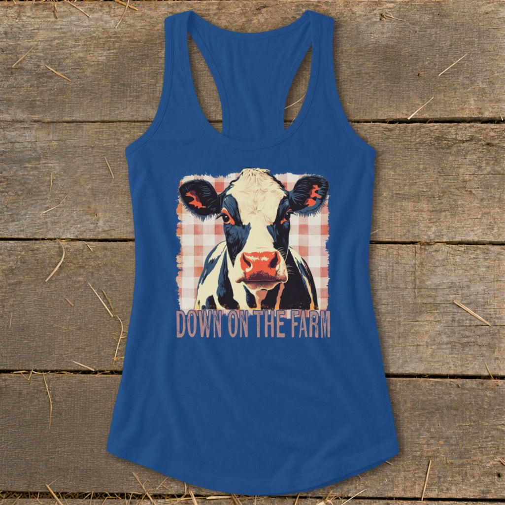 On the Farm Cow Racerback Tank
