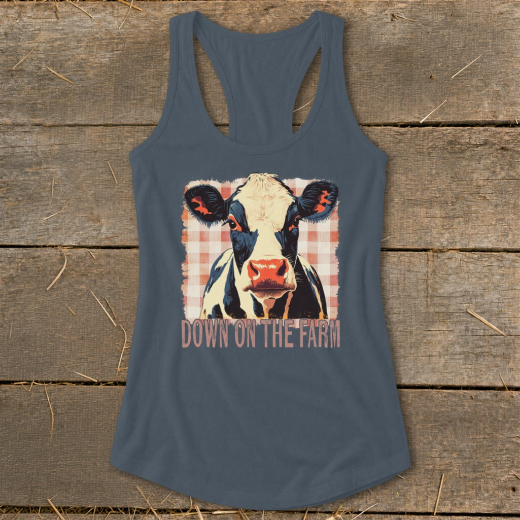 On the Farm Cow Racerback Tank
