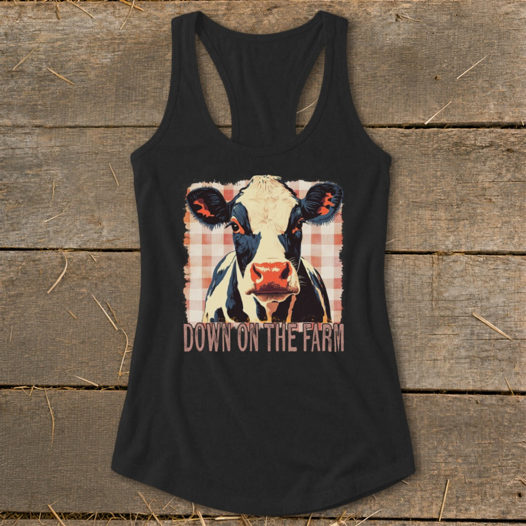 On the Farm Cow Racerback Tank