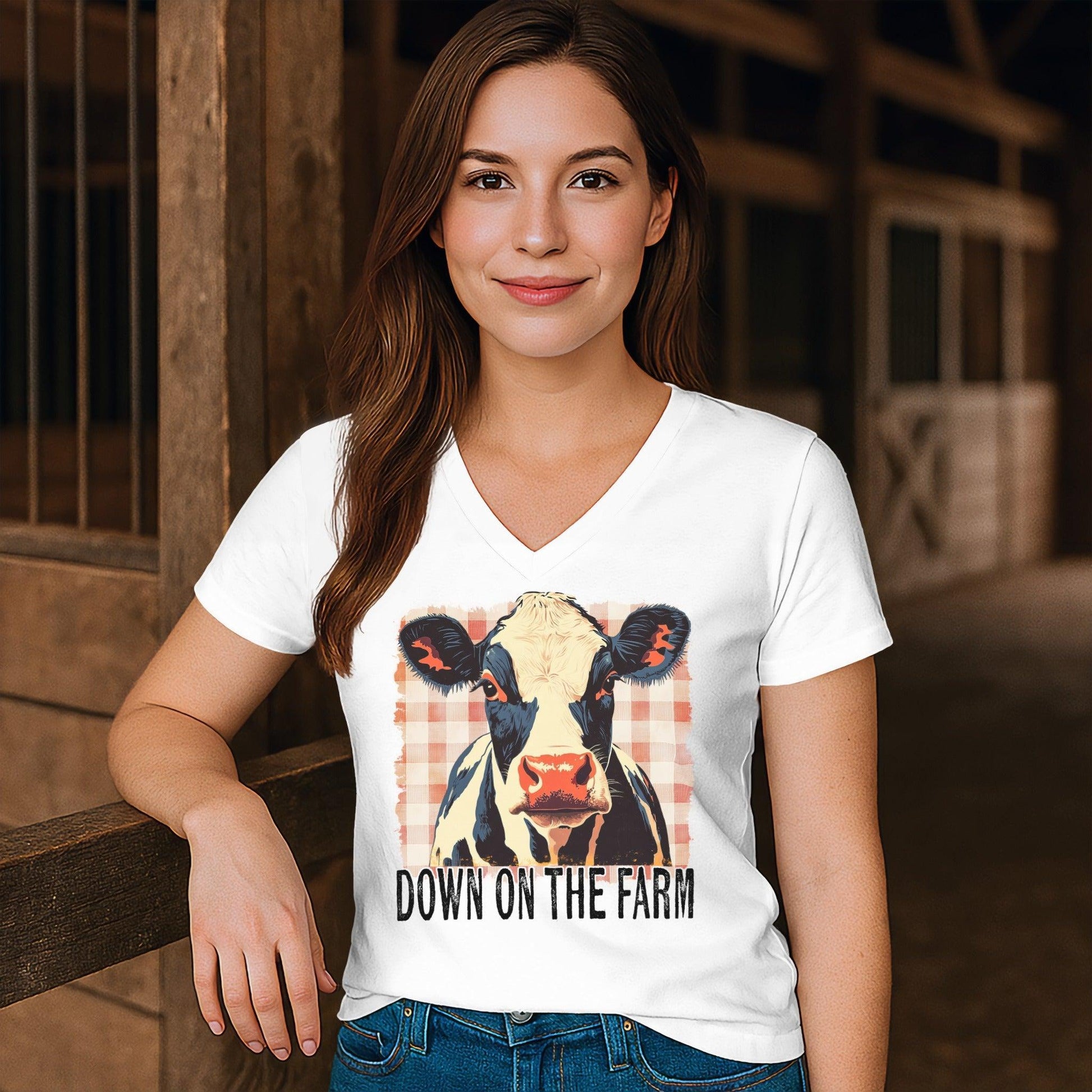 On the Farm Cow V-neck