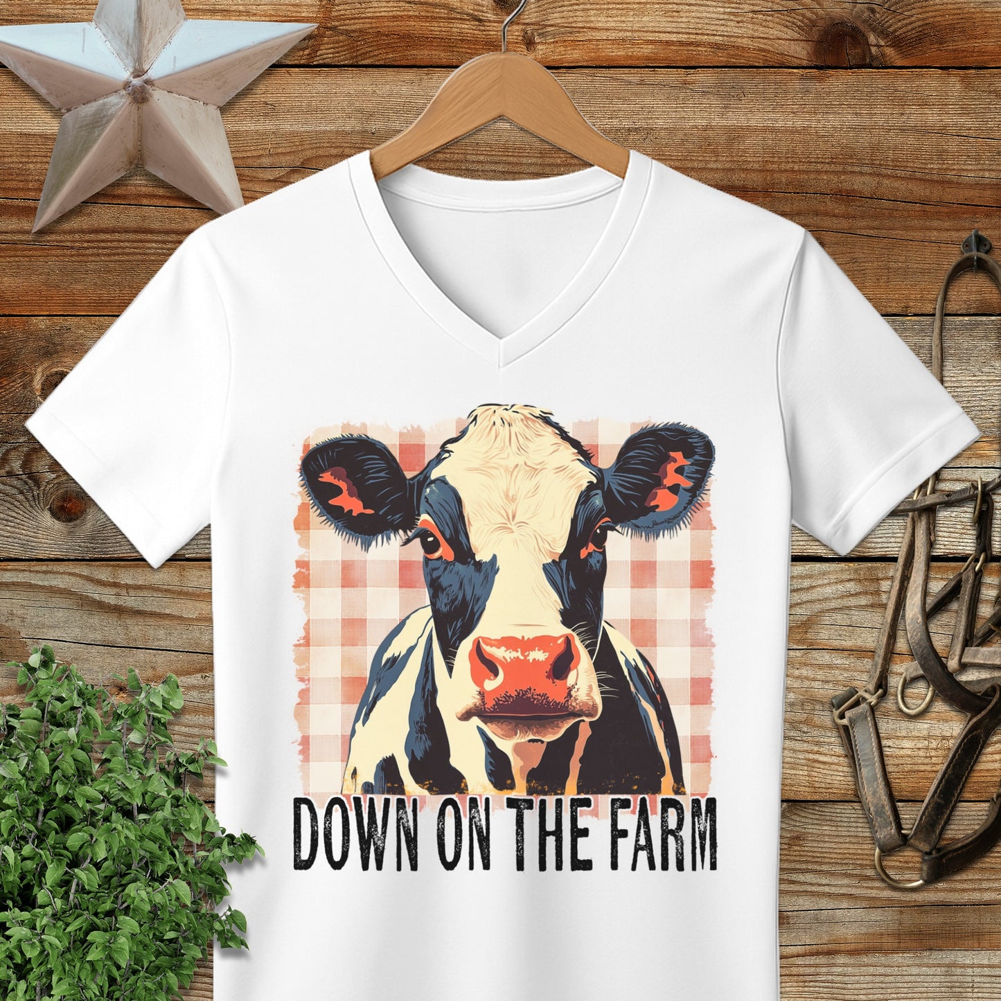 On the Farm Cow V-neck