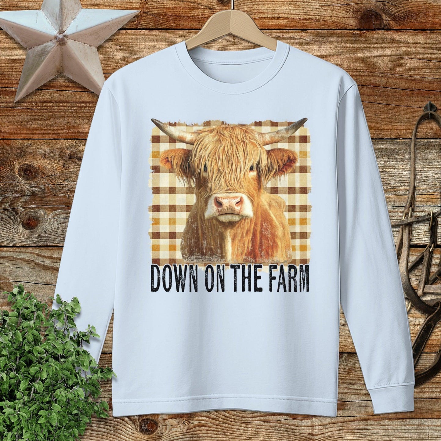 On the Farm Highland Cow Long Sleeve Tee