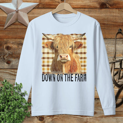 On the Farm Highland Cow Long Sleeve Tee