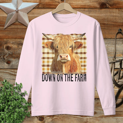 On the Farm Highland Cow Long Sleeve Tee