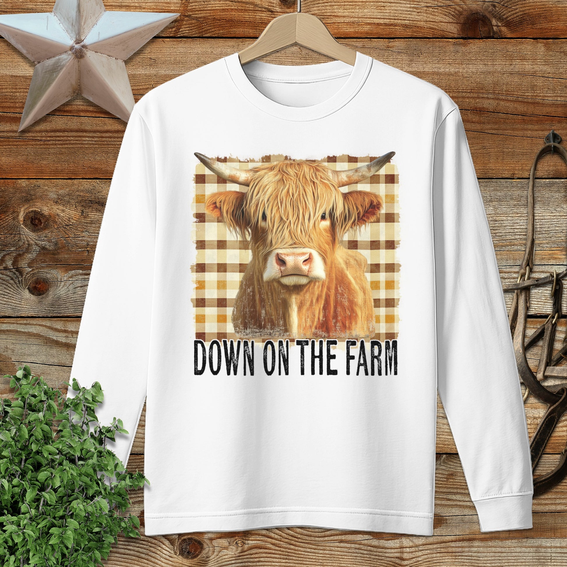 On the Farm Highland Cow Long Sleeve Tee