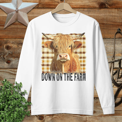 On the Farm Highland Cow Long Sleeve Tee