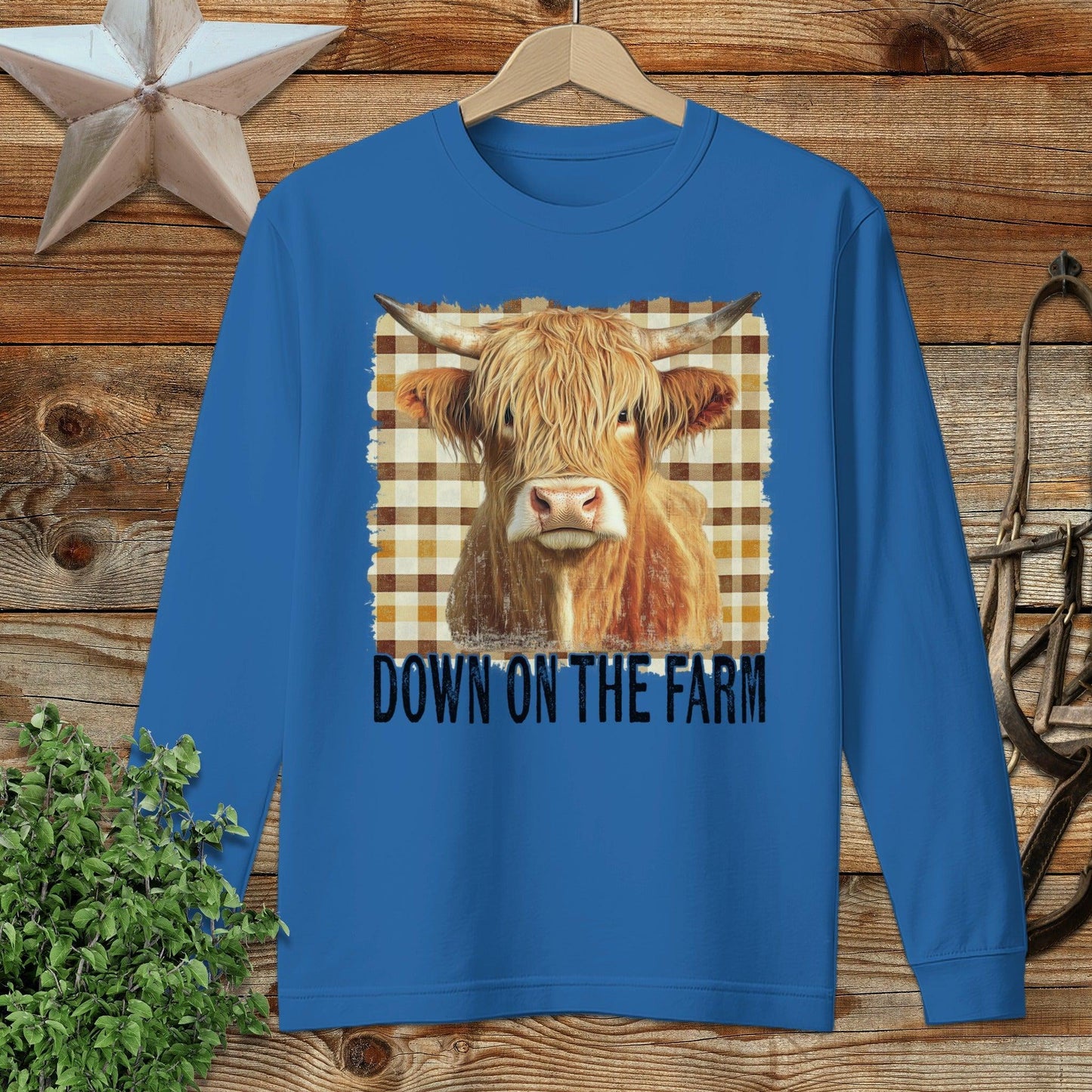 On the Farm Highland Cow Long Sleeve Tee