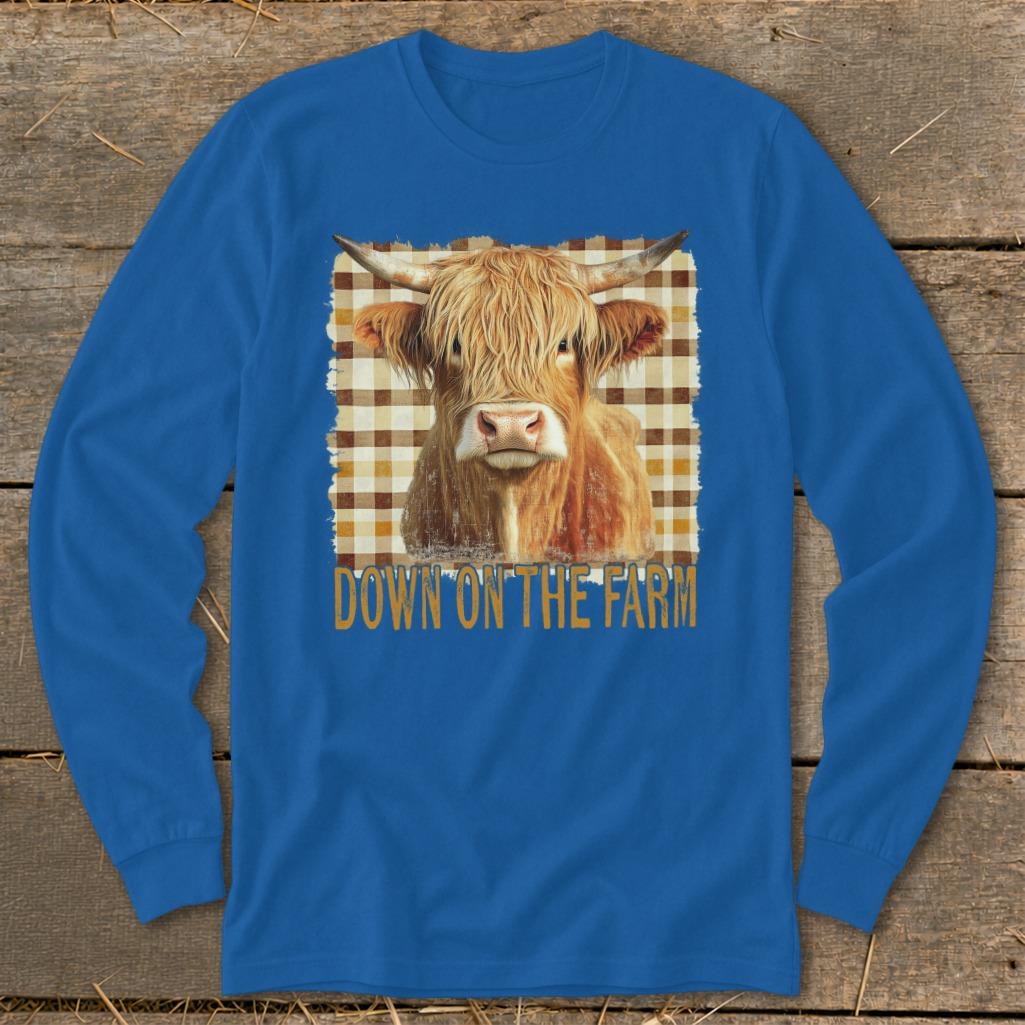 On the Farm Highland Cow Long Sleeve Tee