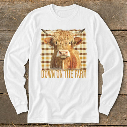 On the Farm Highland Cow Long Sleeve Tee