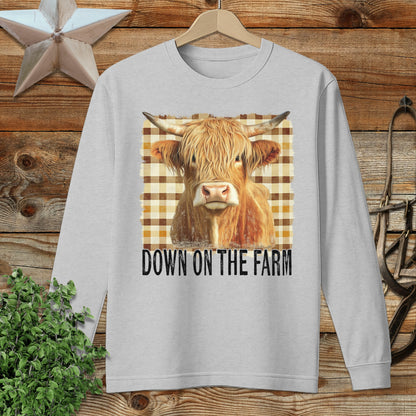 On the Farm Highland Cow Long Sleeve Tee