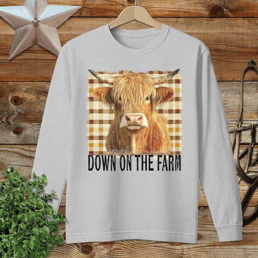 On the Farm Highland Cow Long Sleeve Tee