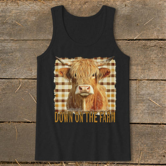 On the Farm Highland Cow Tank Top - Black