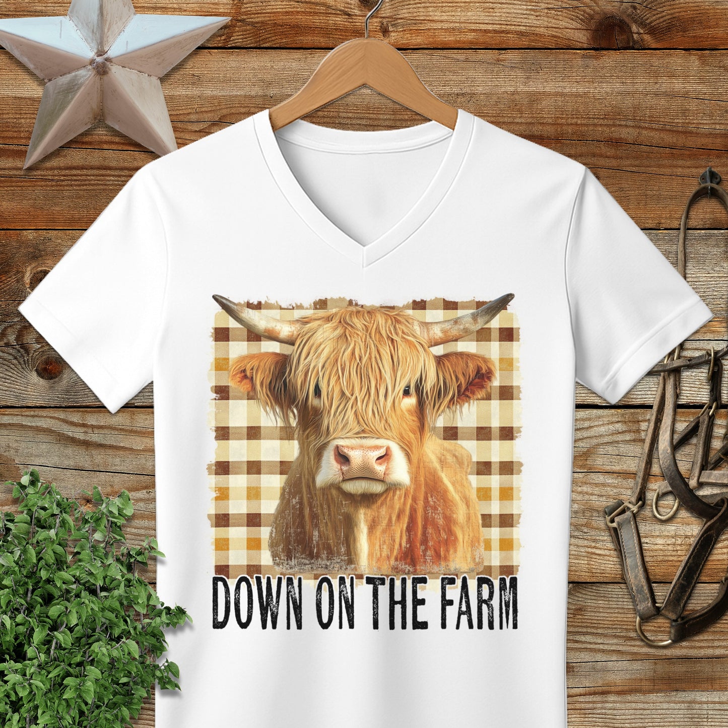 On the Farm Highland Cow V-neck