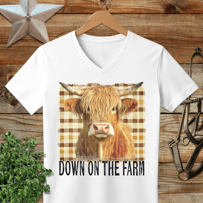 On the Farm Highland Cow V-neck