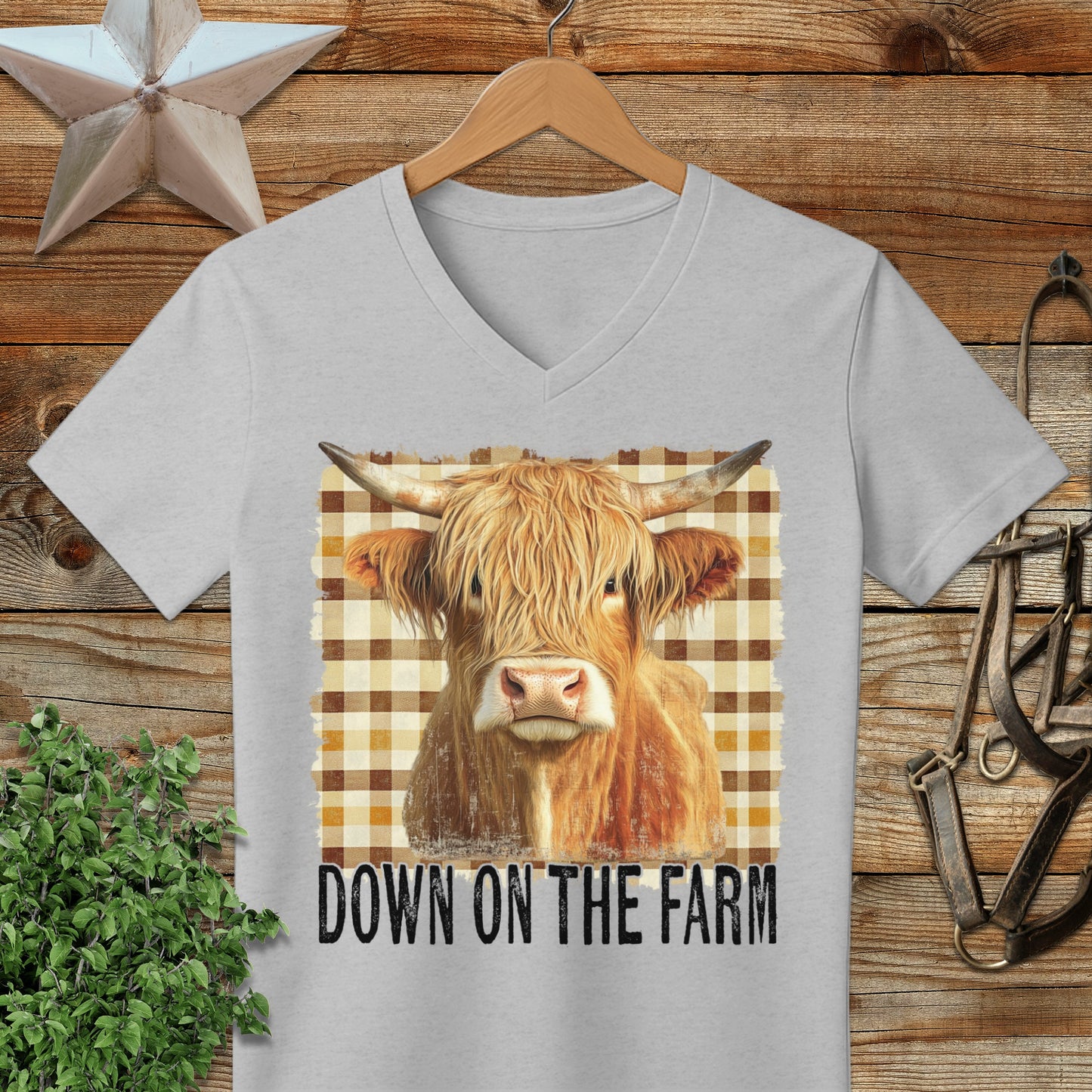 On the Farm Highland Cow V-neck