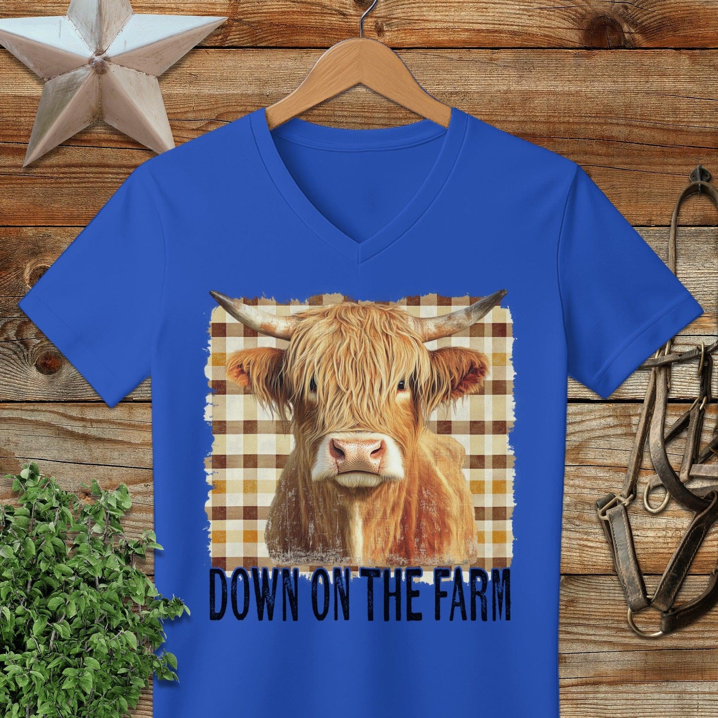 On the Farm Highland Cow V-neck