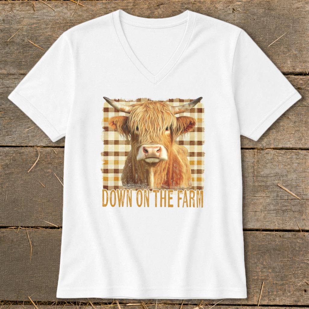 On the Farm Highland Cow V-neck