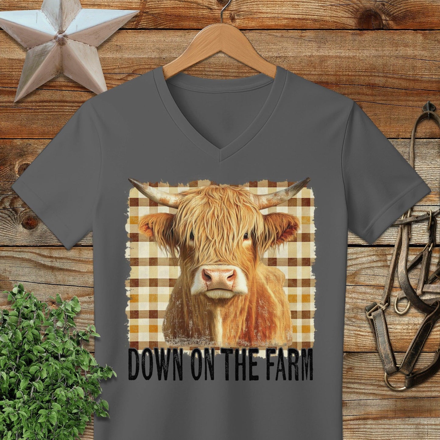 On the Farm Highland Cow V-neck