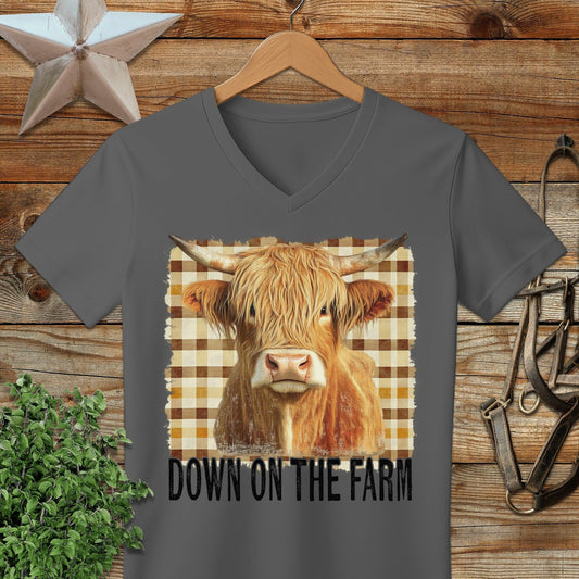 On the Farm Highland Cow V-neck