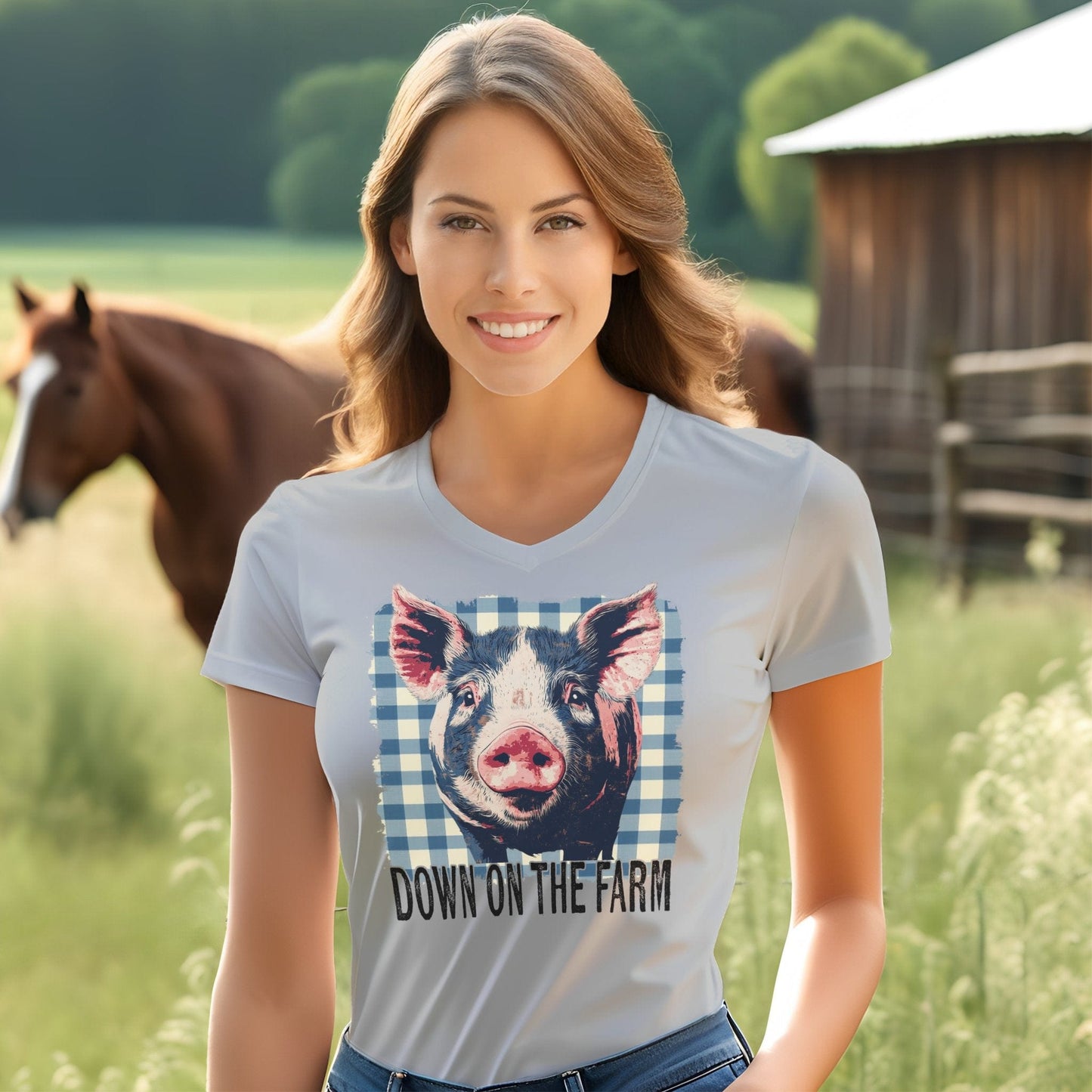 On the Farm Pig V-neck