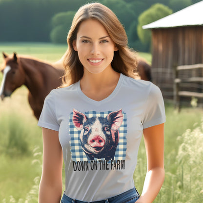 On the Farm Pig V-neck