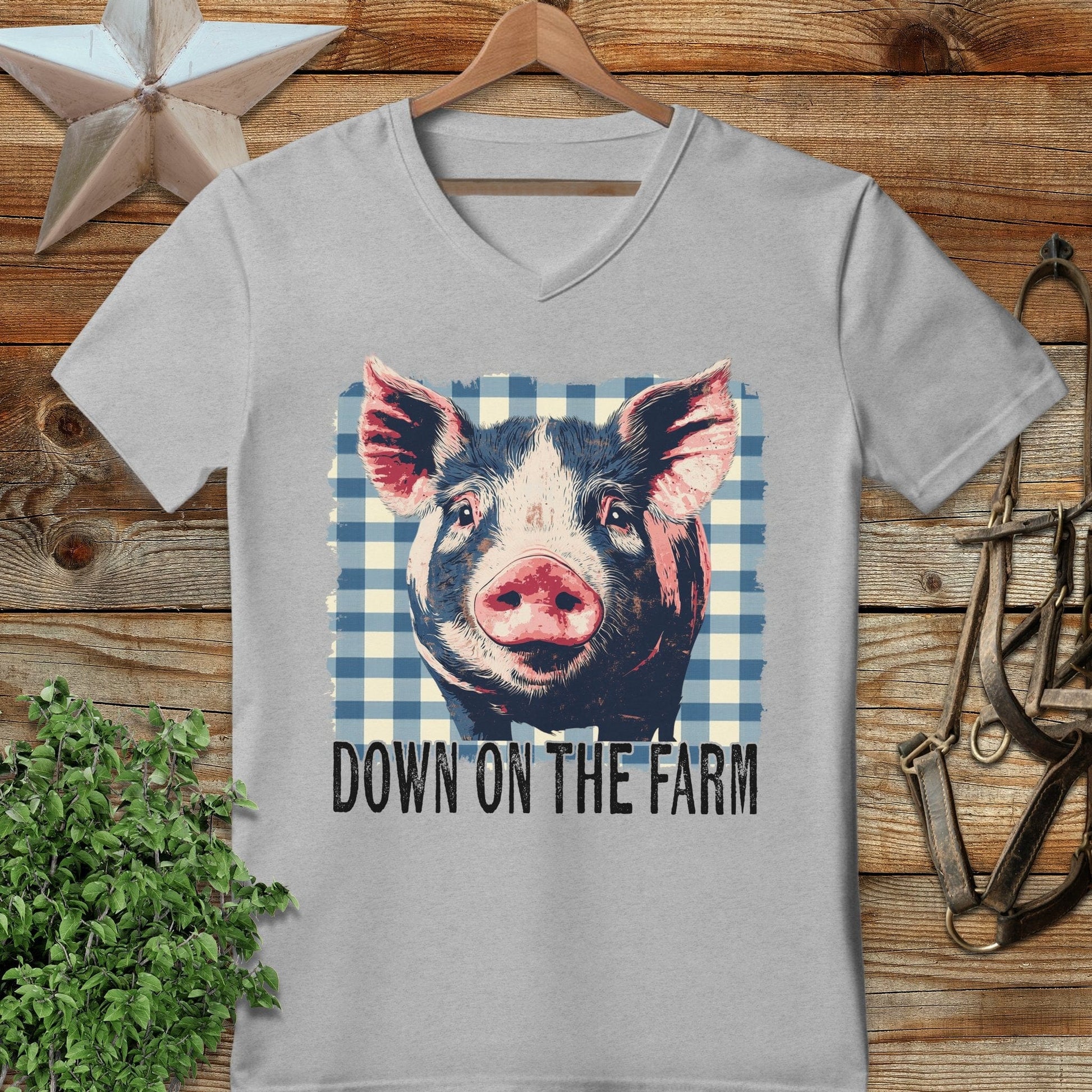 On the Farm Pig V-neck