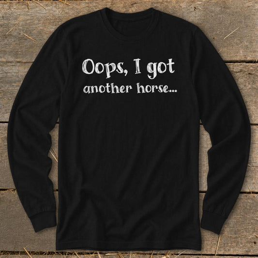 Oops Another Horse Long Sleeve Tee - Black