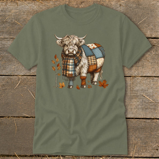 Patchwork Highland Cow Classic Tee