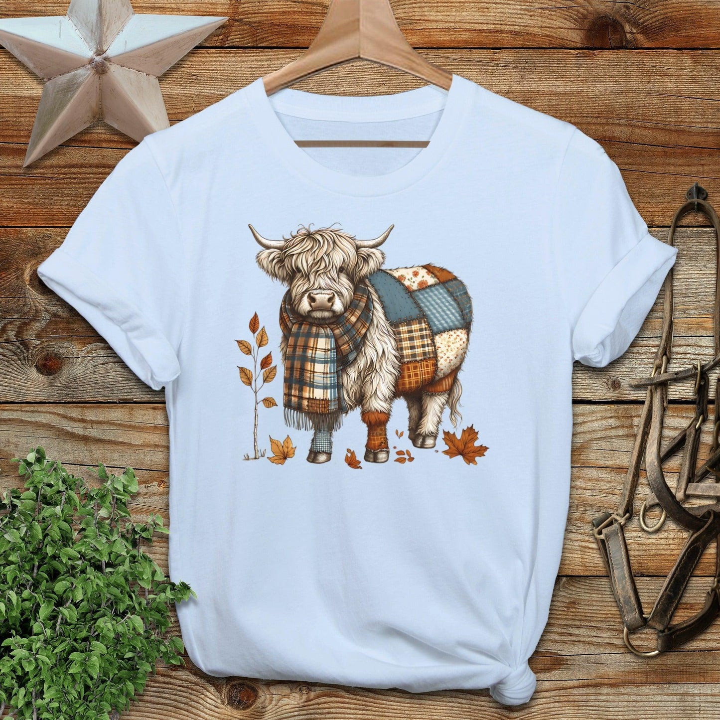Patchwork Highland Cow Softstyle Tee