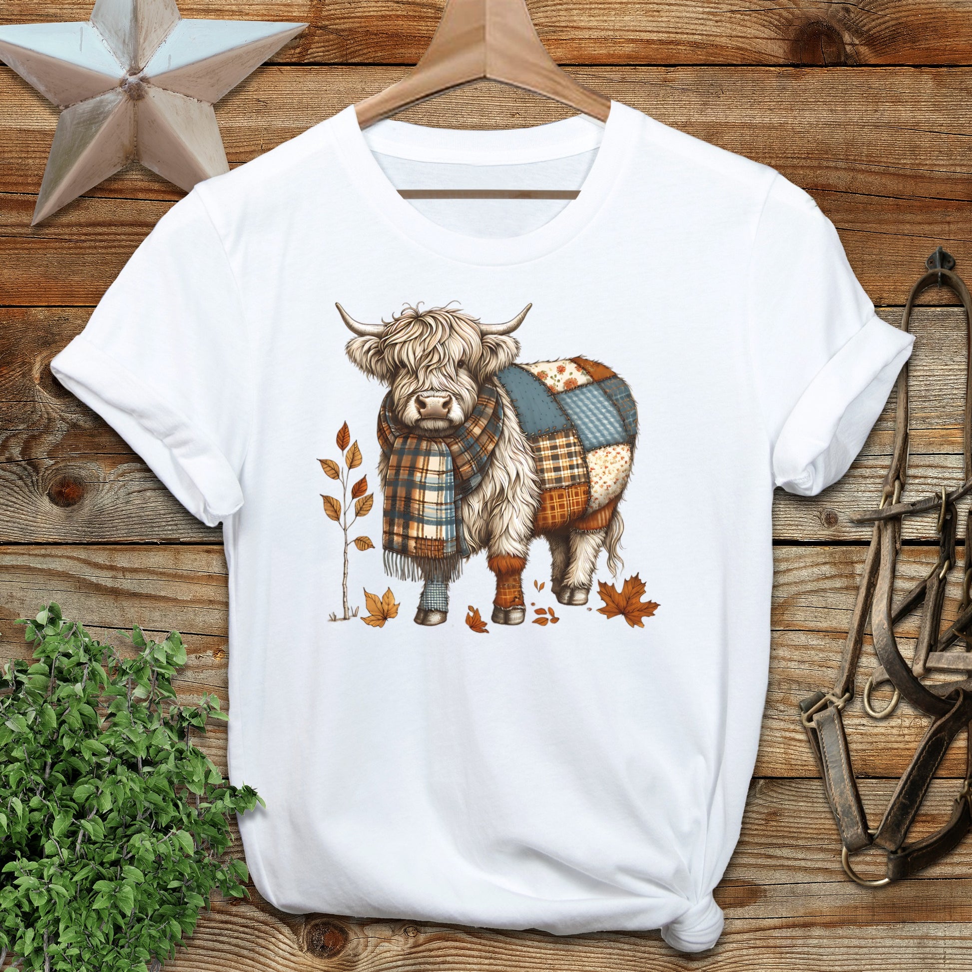 Patchwork Highland Cow Softstyle Tee