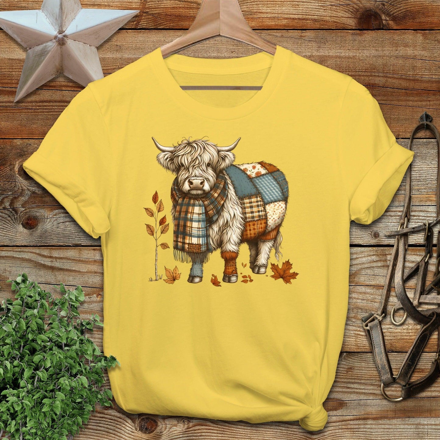 Patchwork Highland Cow Softstyle Tee