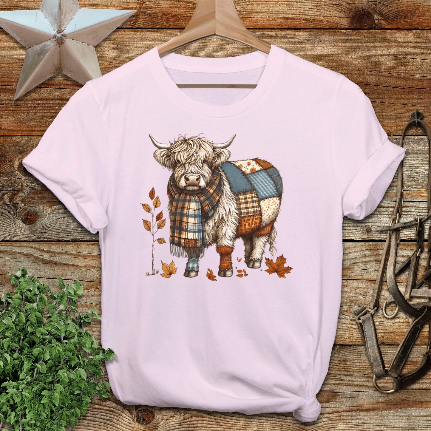 Patchwork Highland Cow Softstyle Tee