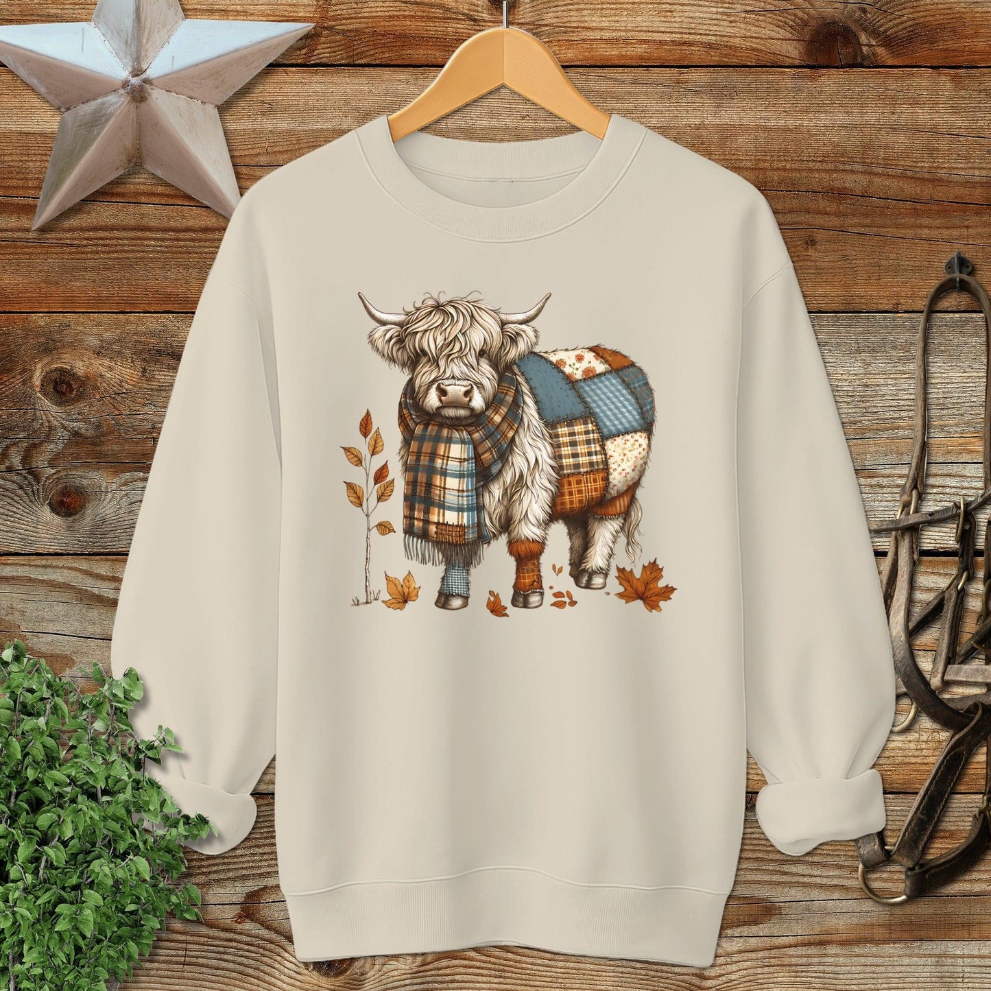 Patchwork Highland Cow Sweatshirt
