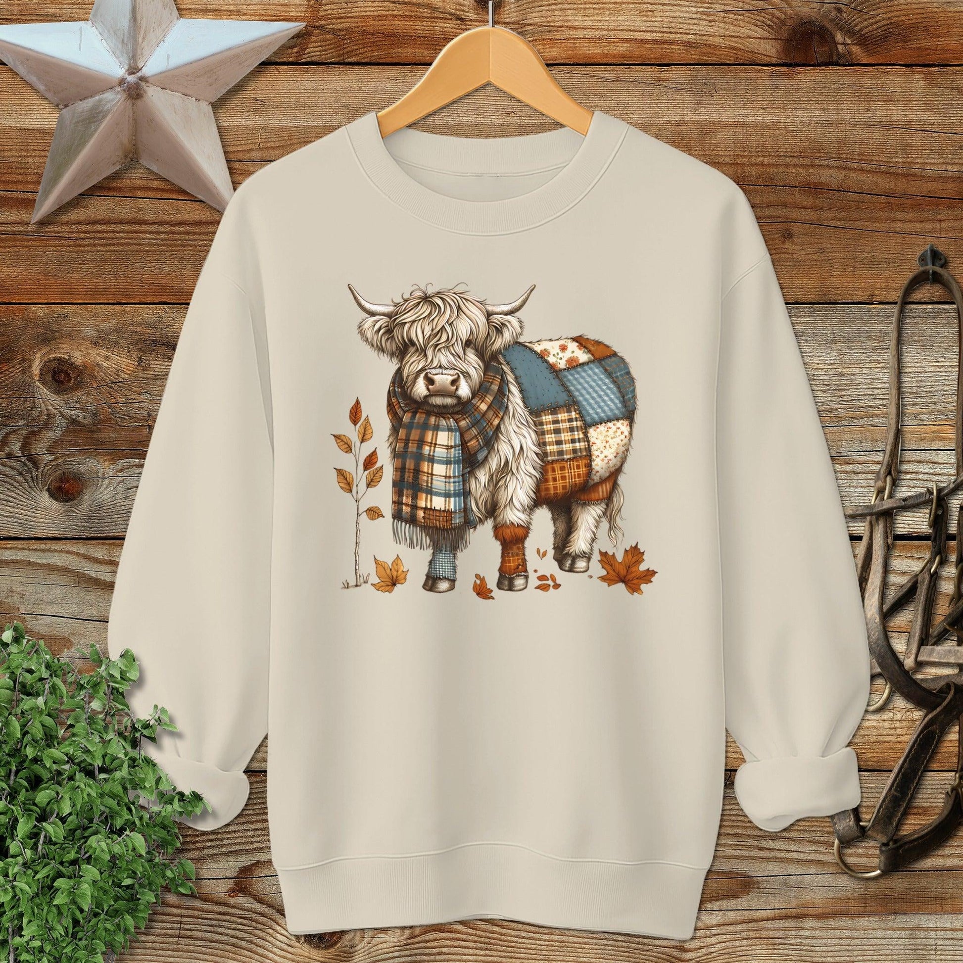 Patchwork Highland Cow Sweatshirt