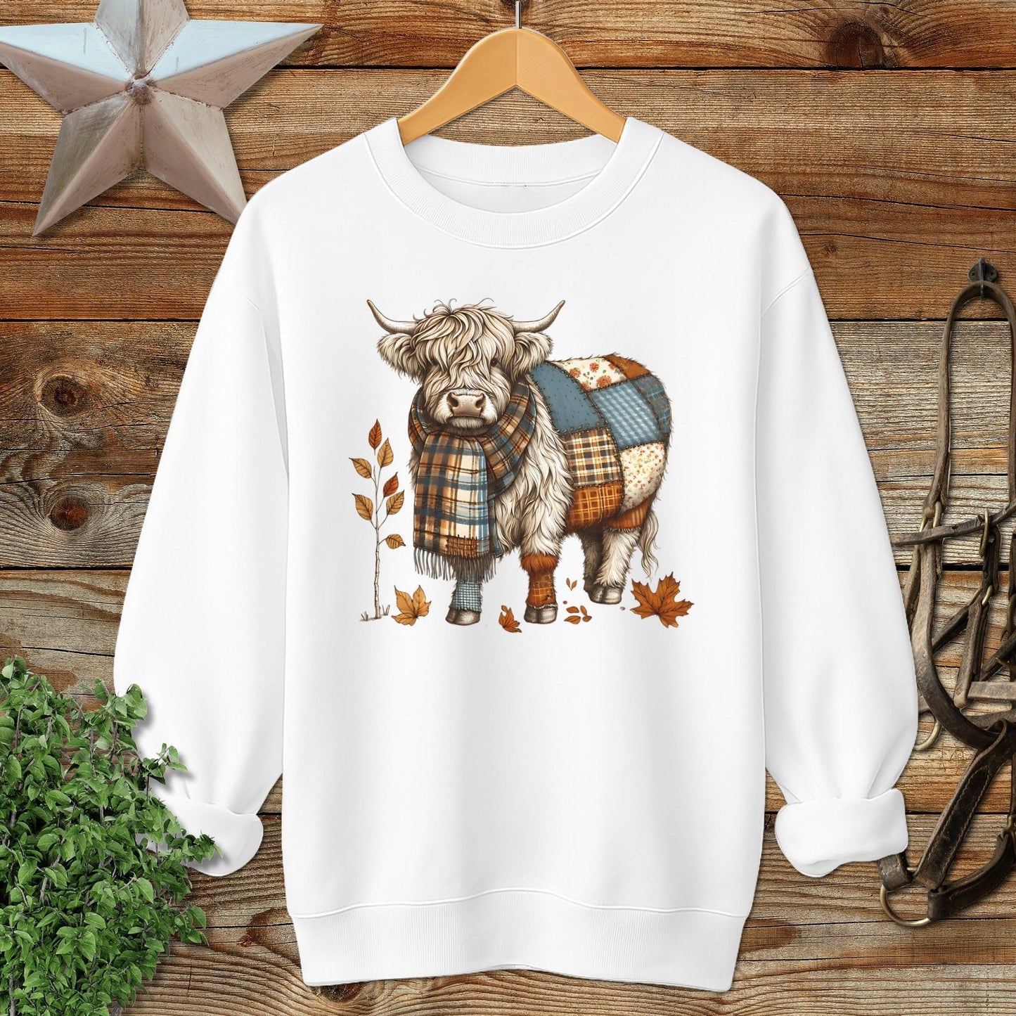 Patchwork Highland Cow Sweatshirt