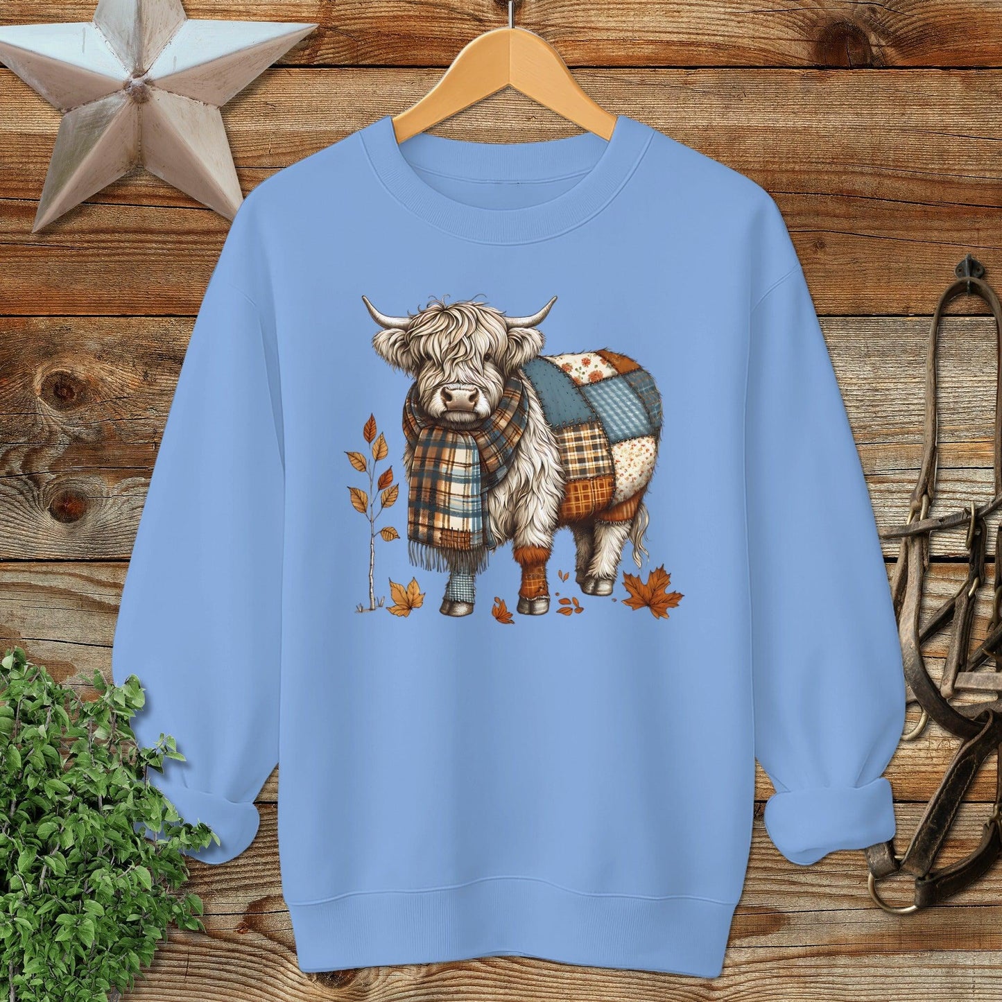 Patchwork Highland Cow Sweatshirt
