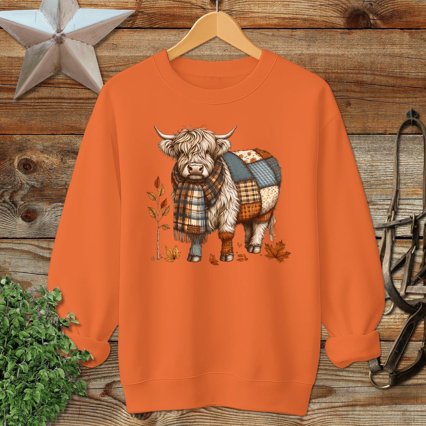 Patchwork Highland Cow Sweatshirt