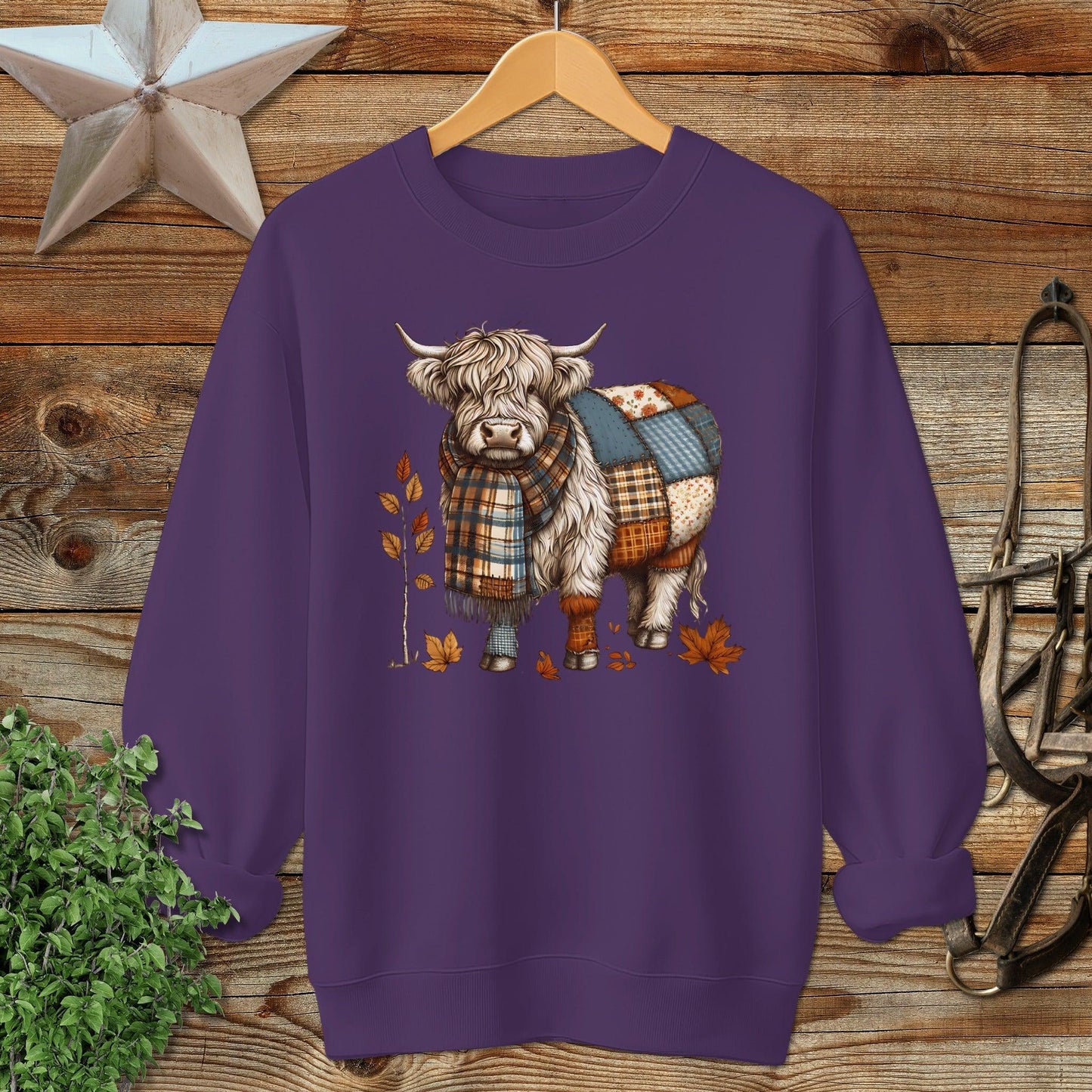 Patchwork Highland Cow Sweatshirt