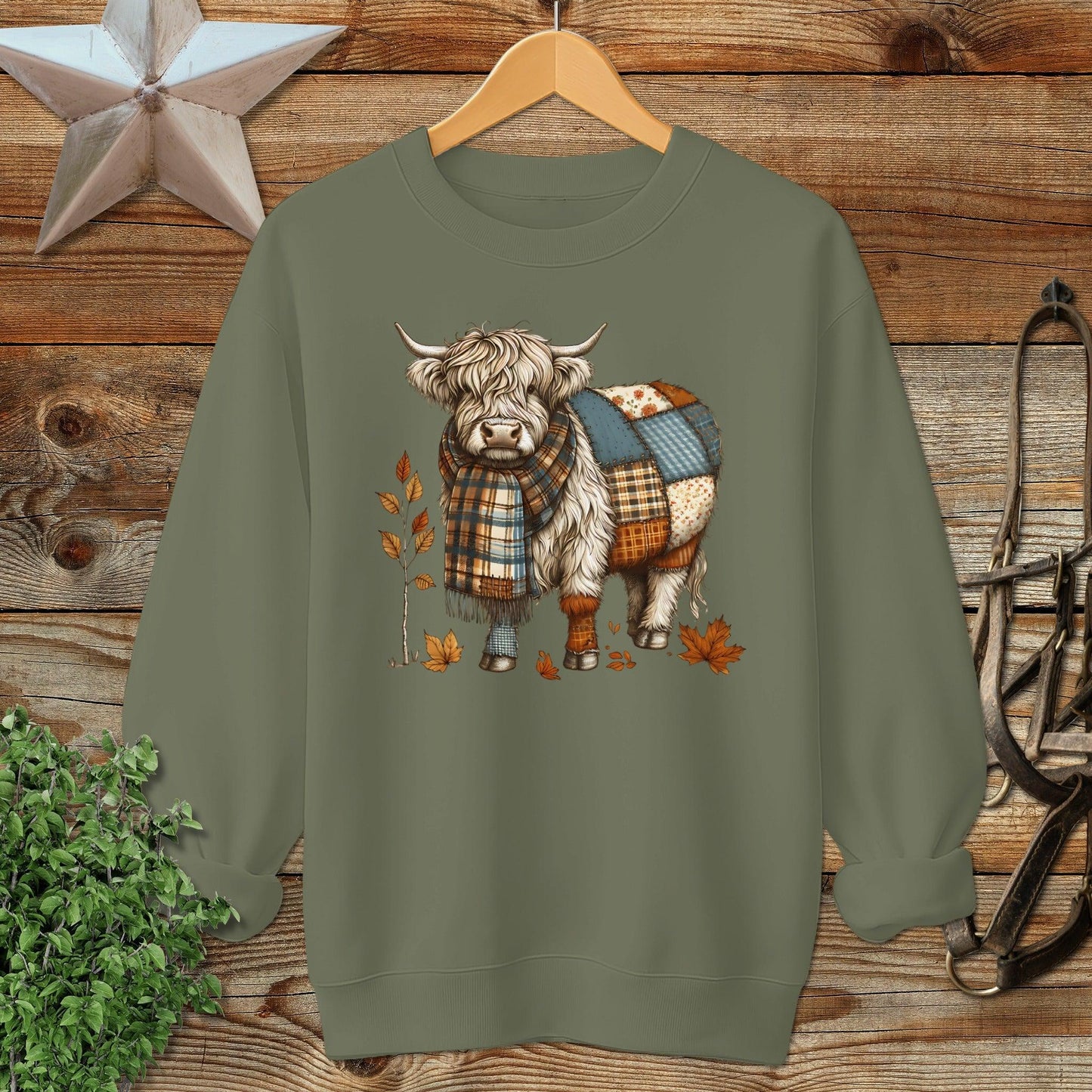 Patchwork Highland Cow Sweatshirt