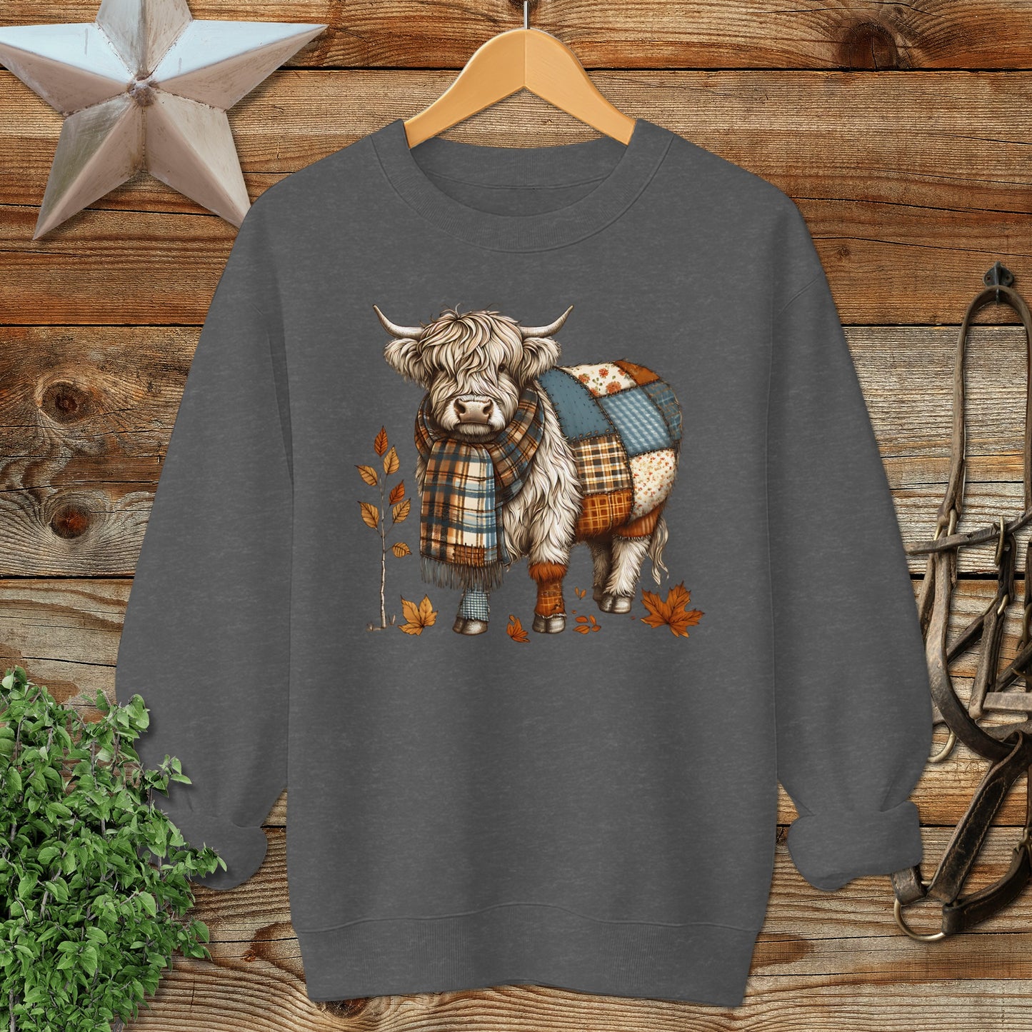 Patchwork Highland Cow Sweatshirt