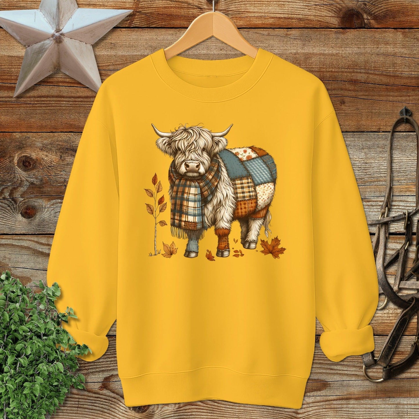Patchwork Highland Cow Sweatshirt
