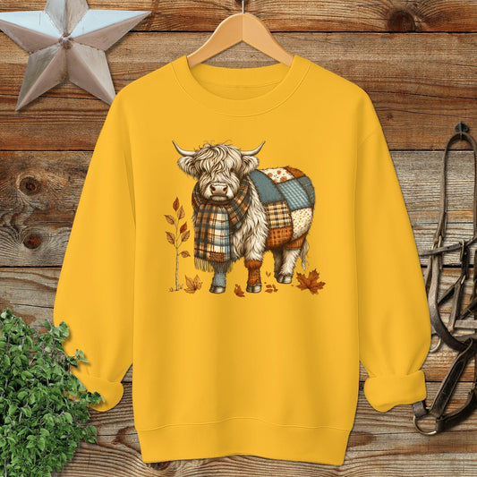 Patchwork Highland Cow Sweatshirt