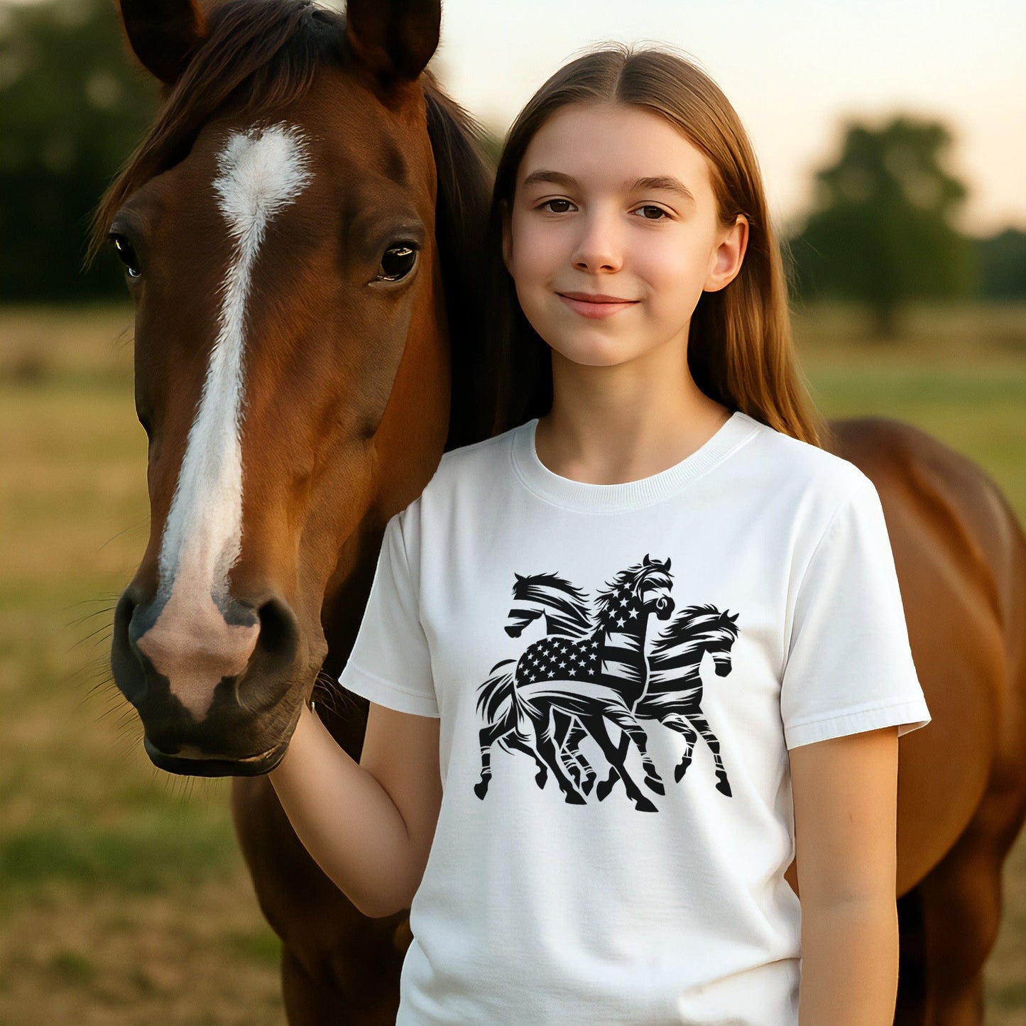 Patriotic Grace Horses T-shirt (Youth)